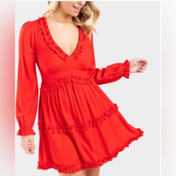 NWT Franchescas's Long Sleeve MiniDress Red Size 3X - Picture 3 of 9